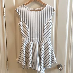 White-Black Striped Romper